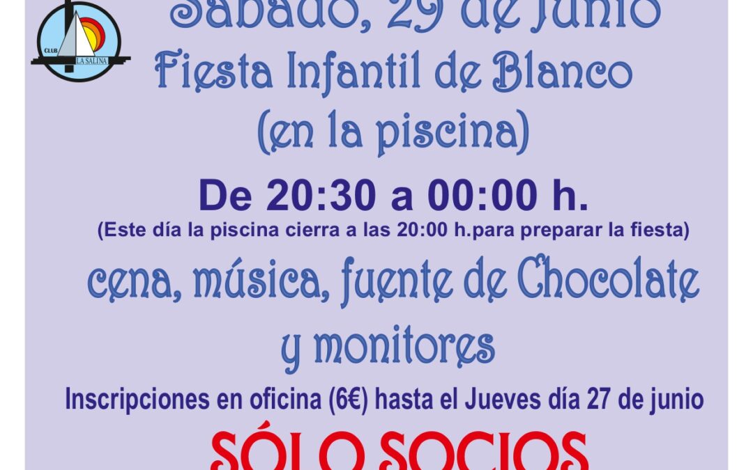 FIESTA INFANTIL DE BLANCO EN PISCINA