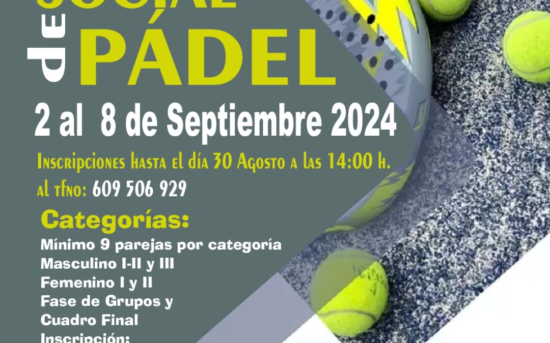 TORNEO SOCIAL PADEL SEPTIEMBRE