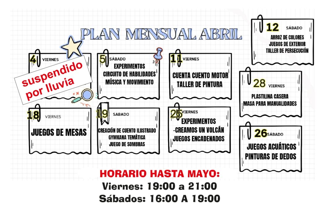 ANIMADORES INFANTILES ABRIL 2025