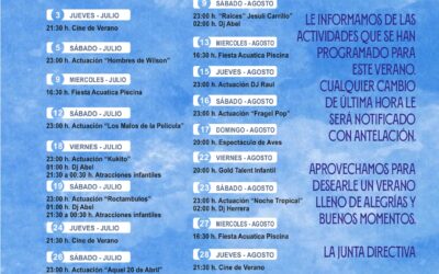 CALENDARIO FIESTAS VERANO 2025